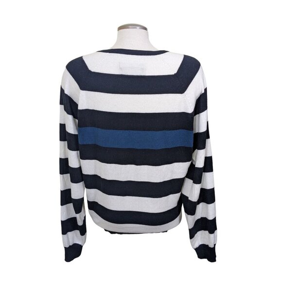 Club Monaco Cashmere Silk Cotton Sweater Mens Large Black Striped Long Sleeve - Picture 3 of 6